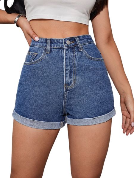 

rolled high-rise denim shorts o6mx#, White;black