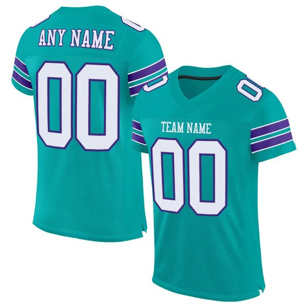

custom aqua white-purple mesh authentic football jersey 7979, Black