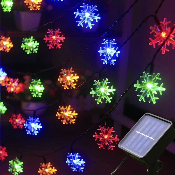 Solar 20 LED Snow Fairy Lights Ghirlande Lampada Giardino Decorazioni natalizie String Lights per decorazioni esterne