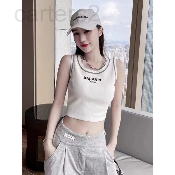 

women's tanks & camis designer chaopai 22 early spring new bright thread sweater letter vest inside and outside wear short open navel c, White