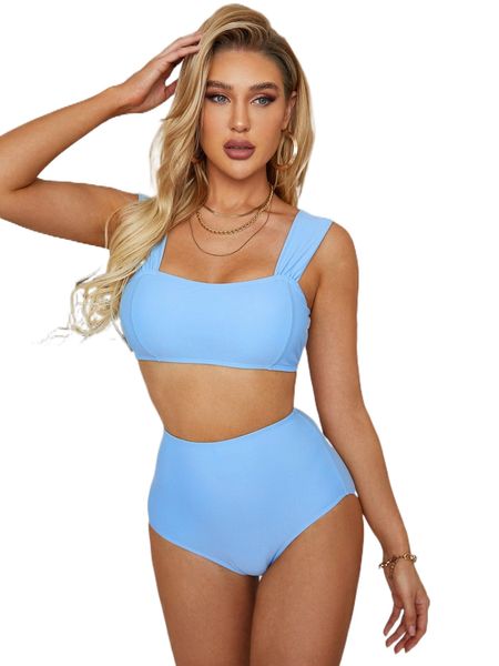 

plain high waisted bikini swimsuit m0xw#, White;black