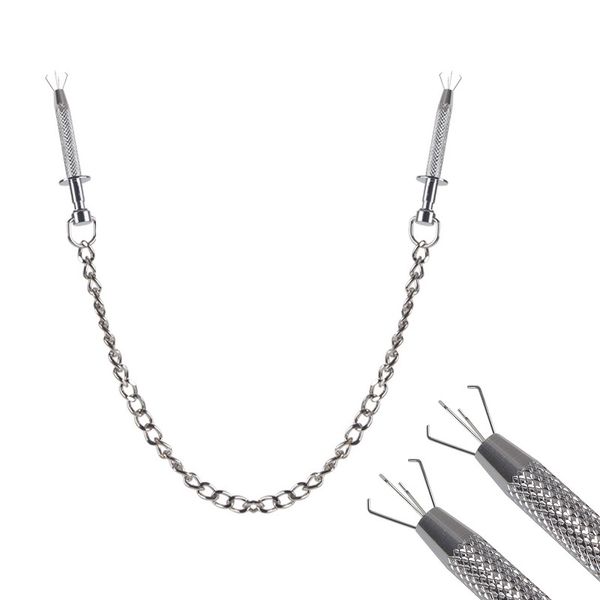 Clip per capezzoli regolabili in acciaio inossidabile con catena in metallo per giochi di tortura Morsetti per bondage al seno Giocattoli sexy fetish