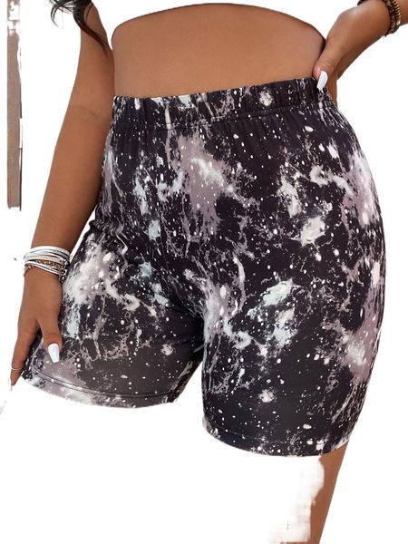 

plus tie dye biker shorts 55md#, Black