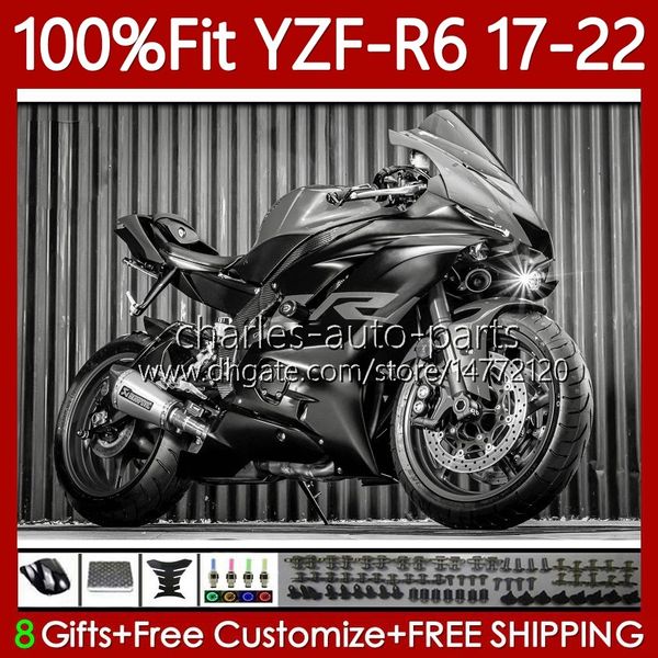 Fairings de injeção para Yamaha YZF600 YZF R6 R 6 600 CC YZFR6 17 18 19 2020 2021 2022 Corpo 119No.192 YZF-R6 2017-2022 YZF-600 2017 2018 2019 20 21 22 22 OEM Bodywork Grey Black