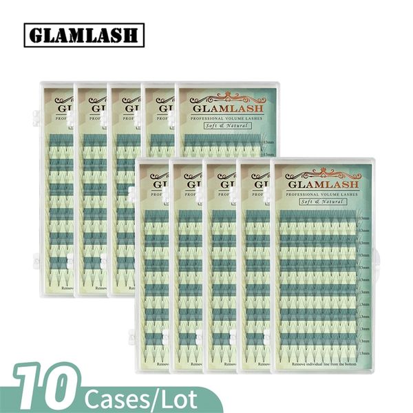 GLAMLASH Commercio all'ingrosso 10 casi lotto volume russo 2d 3d 4d 5d 6d estensione ciglia premade ventaglio ciglia individuali di visone cil 220524