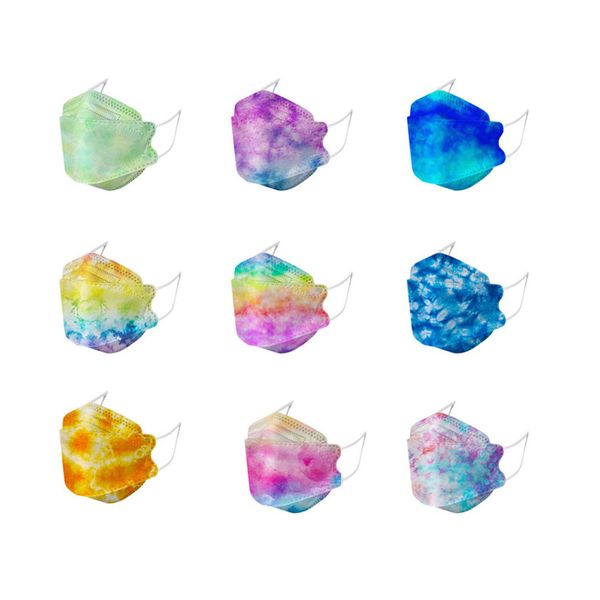 

disposable kf94 face mask 4-layer tie-dye breathable masks with elastic ear loops