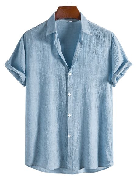 

men textured button front shirt 37o4#, White;black