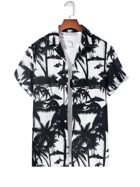 

men random letter & coconut print shirt without tee c9vc#, White;black