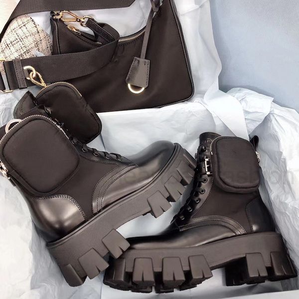 

women designers rois boots ankle martin boot and nylon military inspired combat bouch attached to the ankle with bags no43top, Black