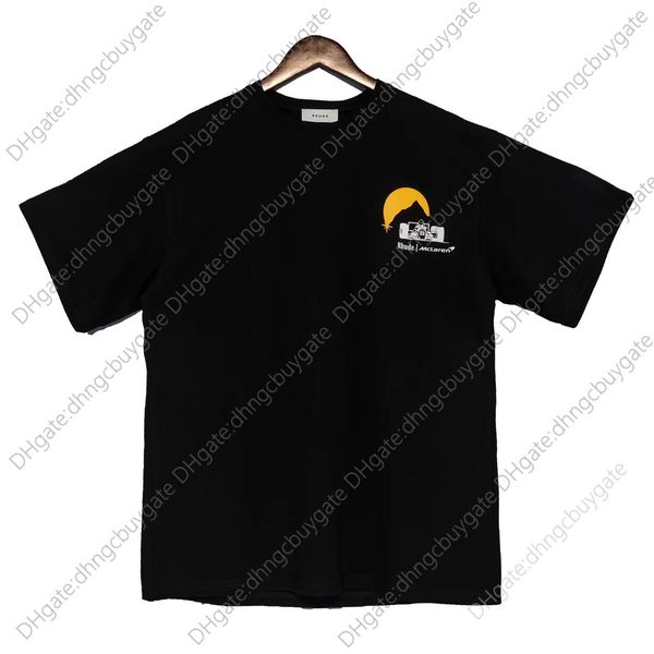 

shirt designer t high version rhude co branded formula f1 racing sunset print casual mens and womens loose short sleeve tshirt t shirt, White;black