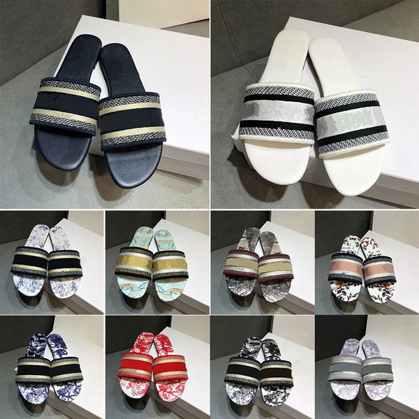 

designer sandals women slippers slides classic fahsion causal summer girls beach black white animal prints womens flip flops floral brocade