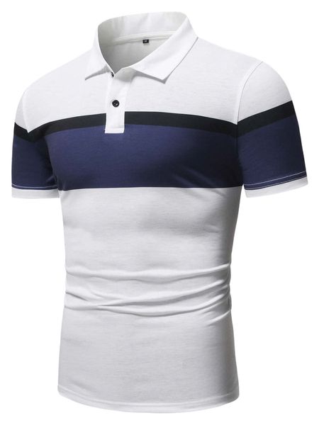 

men color block polo shirt t7di#, White;black