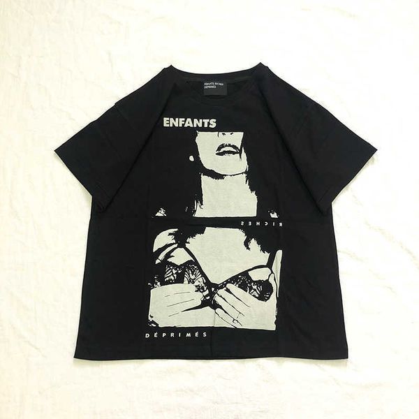 

men's t-shirts spot erd melancholy rich second generation private life portrait printed cotton round neck thin summer new short sleeve, White;black