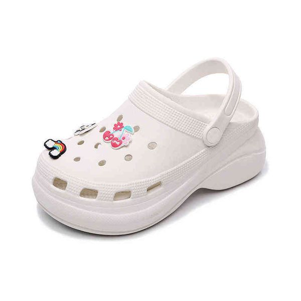 

sandals summer 7cm heels women 2022 new arrival shoes 34-40 size breathable waterproof ladies sandalias de las mujeres slippers 220412, Black