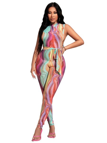 

sxy 1pc marble print zipper sheer mesh unitard jumpsuit i0pf#, Black;white