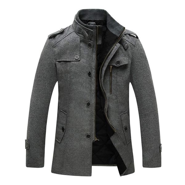 

wantdo men wool coat winter jacket for male warm jacket long coat trench jacket peacoat elegant luxury 201222, Black