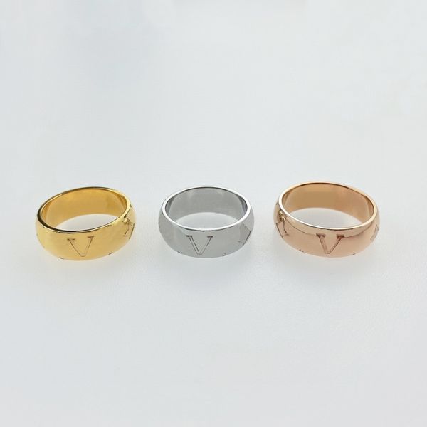 

womens wedding ring titanium steel letter luxury rings with original bag engagement fine designer jewelry for lady girls rose gold silver, Slivery;golden