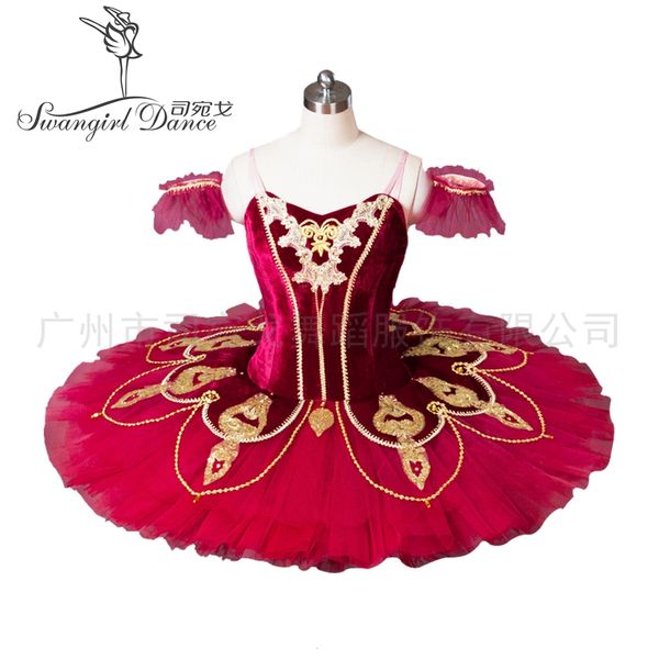 

red spanish professional ballet tutu costume girl pancake ballet tutu costume dance troupe performance tutu don quixote bt8936a, Black;red