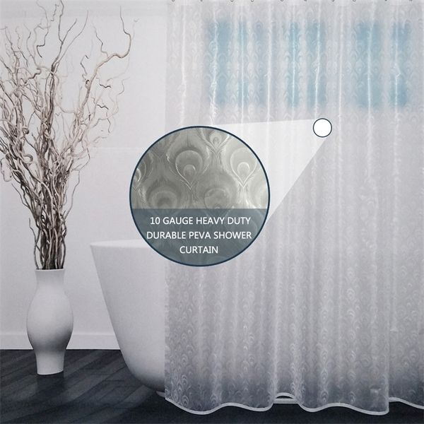 UFRIDAY 3D-Pfauenfeder-PEVA-Duschvorhang, halbtransparente Badewannenabtrennungen für den Raum, Kunststoffraum, T200711