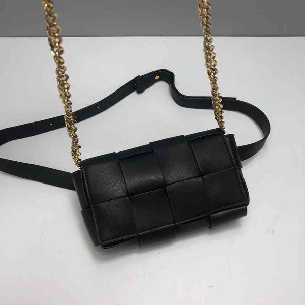 

venetas bottegav foreign trade two-layer cowhide bag women's 2022 net red woven chest fashion leather one shoulder messenger waist no4c