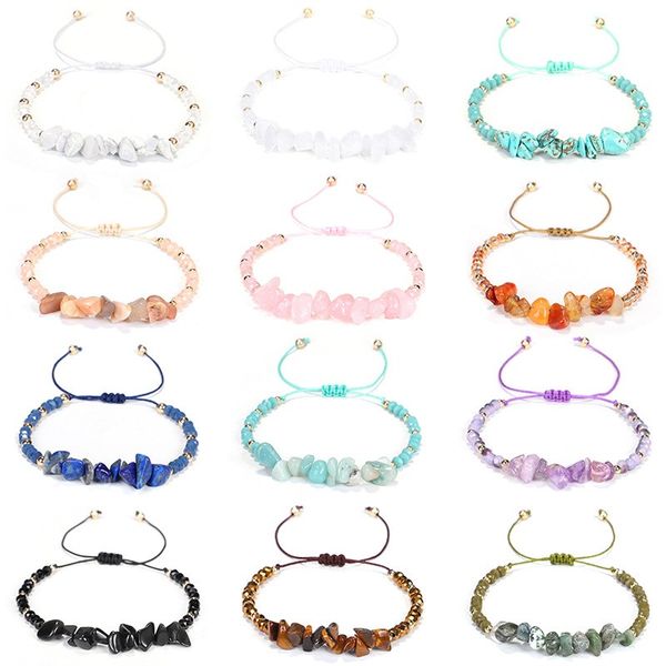 

bohemian style colorful natural gravel stone crystal beads strands bracelet amethyst tiger eye jewelry for lovers gift, Black