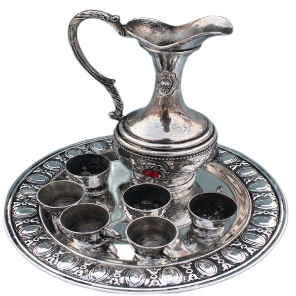 

in ancient china gold-plated silver opal teapot and cups and tray