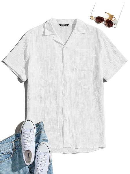 

men patch pocket shirt 73o5#, White;black