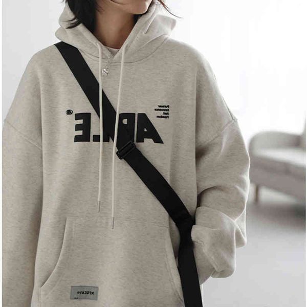 

women's hoodies & sweatshirts street leisure contrast color foam letter hooded thickened loose sweater women's winter korean simpl, Black