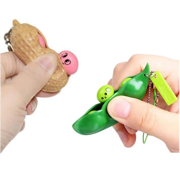 Engraçado Fidget Brinquedos Squeeze Extrusão Bean Brinquedos Chaveiros Keyring Pea Soja Anti-Ansiedade Descompressão Frete Grátis para 342