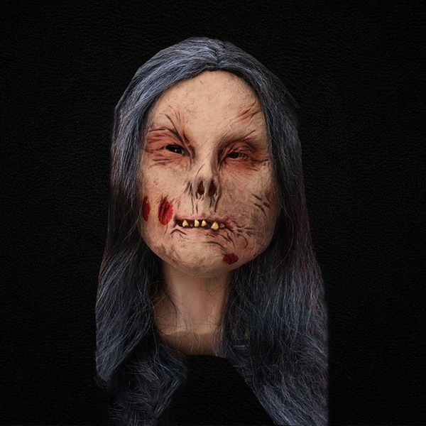 Decorazione per feste Maschera da strega Horror Smorfia Old Lady Granny Man Iatex Copricapo Devil SupplyParty