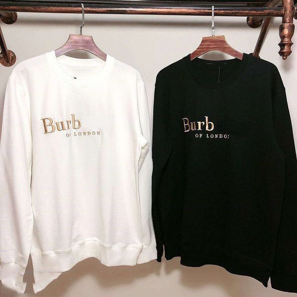 

bb designer hoodie burbe mens sweater tb letter embroidery sweatshirt loose casual round neck long sleeve hoodies 2022 new men women cotton, Black