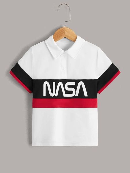 

toddler boys colorblock & letter graphic polo shirt she04, White;black