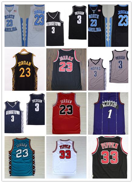 

2022 new ncaa 1 mcgrady north carolina basketball jerseys unc tar heels 23 michael vince 15 carter tracy 33 pippen iverson jersey wear shirt, Black;red