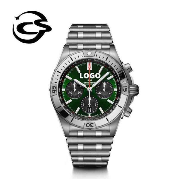 

uxury watch date gmt luxury brand mechanical es gf factory edition b01 42mm asia 7750 multi-function movement special green, Slivery;brown