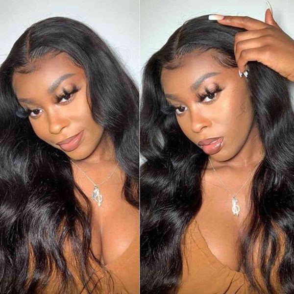 

body wave lace front wig al 32 34 inch 28 30 32 34 36 38 moxika long remy human hair 220608, Black