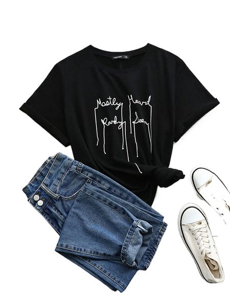 

plus letter graphic tee b4ur#, Black