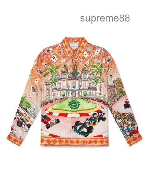 

casablanca king of cards racing silk long sleeved shirt designer luxurys men shirts polo, White;black