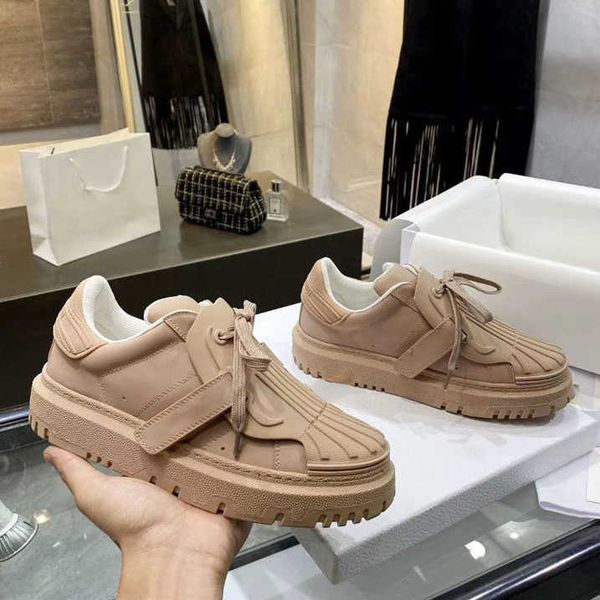 

summer shell head shoes increase thick-soled sneakers ace cowhide trainers letter print designers shoe white lace up sneaker with box, Black