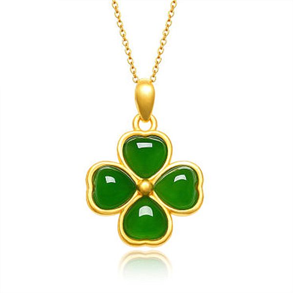 4 collane con ciondolo a forma di trifoglio a quattro foglie, regalo di compleanno per amante, gioielli di moda, ciondoli per ragazze, collana di giada verde bianca