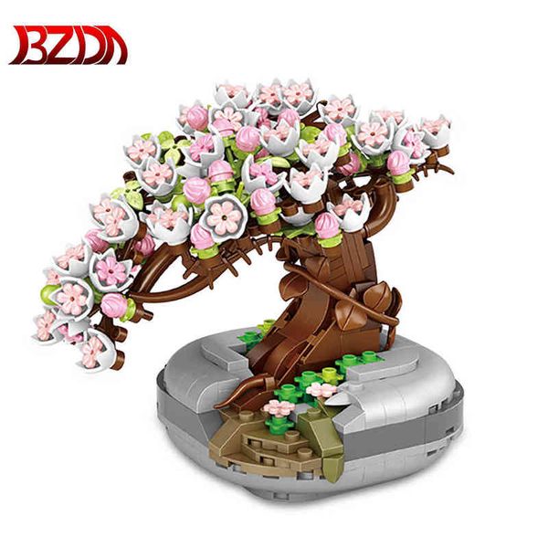 

loz flower city pink mini sakura cherry tree peach flower bonsai 3d ideas diamond model building blocks for toys children gifts aa220317