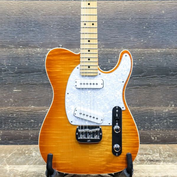 

g&l asat special custom build flame maple honeyburst electric guitar