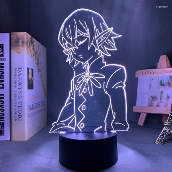 Luci notturne I sette peccati capitali Helbram ha condotto la luce per l'arredamento della camera da letto Luce notturna Regalo di compleanno Lampada 3D anime SinsLuci notturneNotte