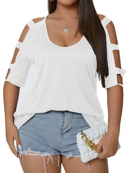 

plus cut out raglan sleeve tee j9dp#, Black