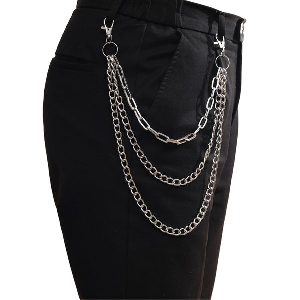 

punk chain on the jeans pants women men keychain chains for hipster e girl boy clothing accessories 220623, Silver