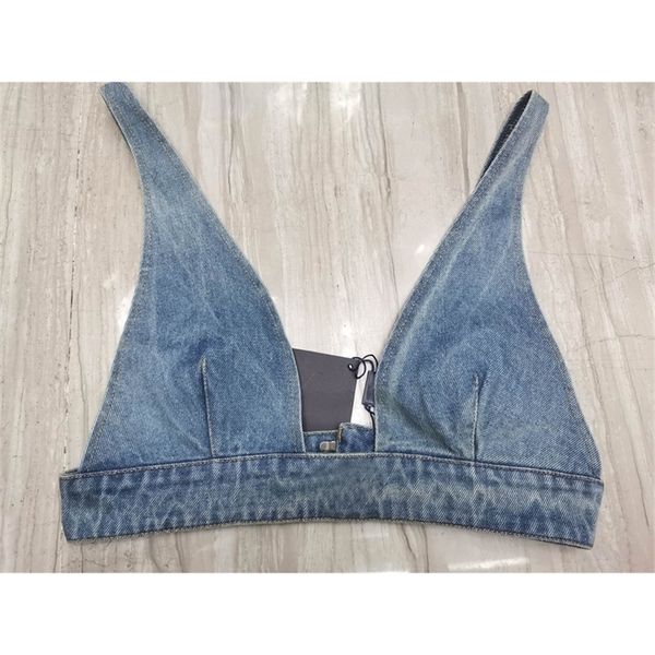 

women denim tank stitching brand clothings bikinis cowboy jeans bra vest 220316, White