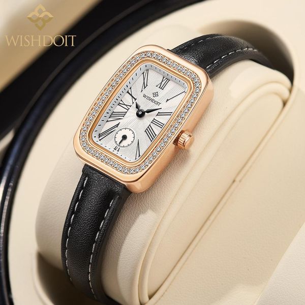 

wishdoit new luxury ladies waterproof watches fashion elegant quartz watch female clock steel belt leather women