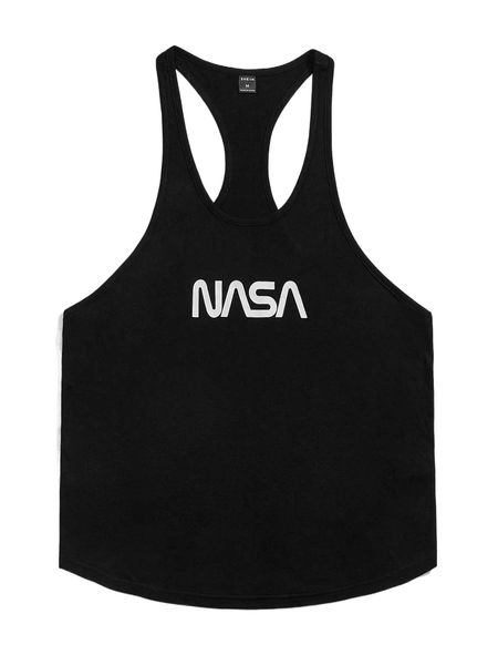 

men letter graphic racer back tank 67hk#, White;black