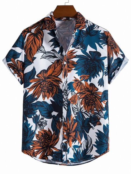 

men allover floral print shirt i3m2#, White;black