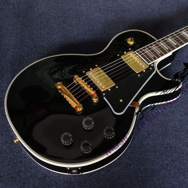 

chinese electric guitar les custom black color gold hardware 6 strings mahogany body and neck