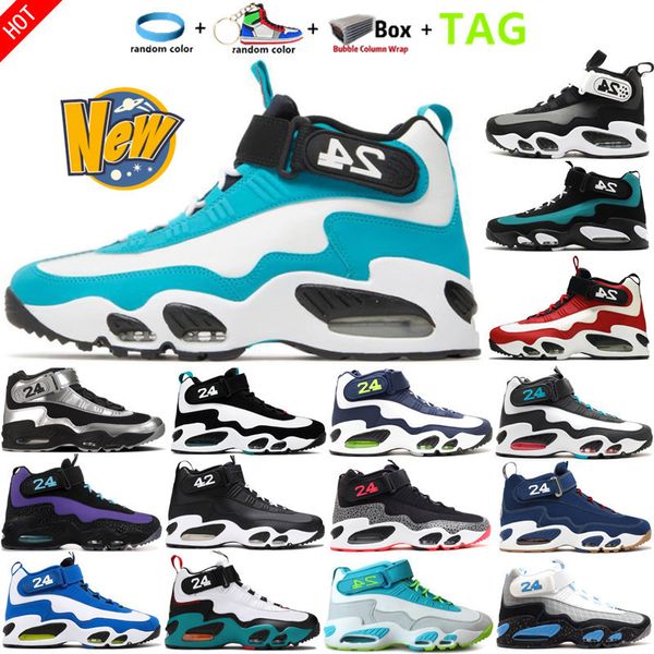 

new penny hardaway griffeys 1 men basketball shoes pure platinum midnight navy purple venom cincinnati red varsity black freshwater sports t